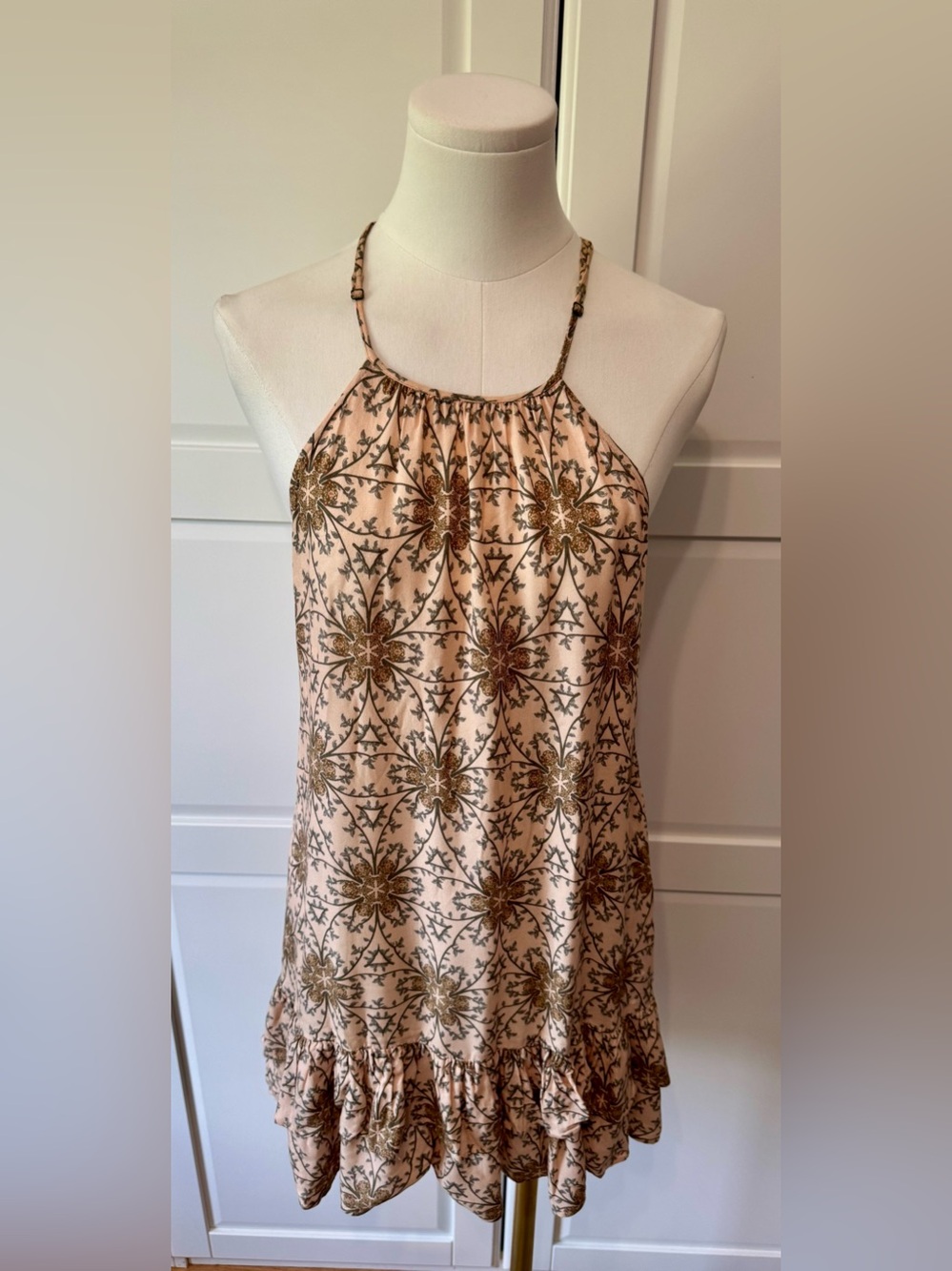 Farm Rio De Janeiro Halter Ruffled Mini Dress 100% Viscose Size: Small